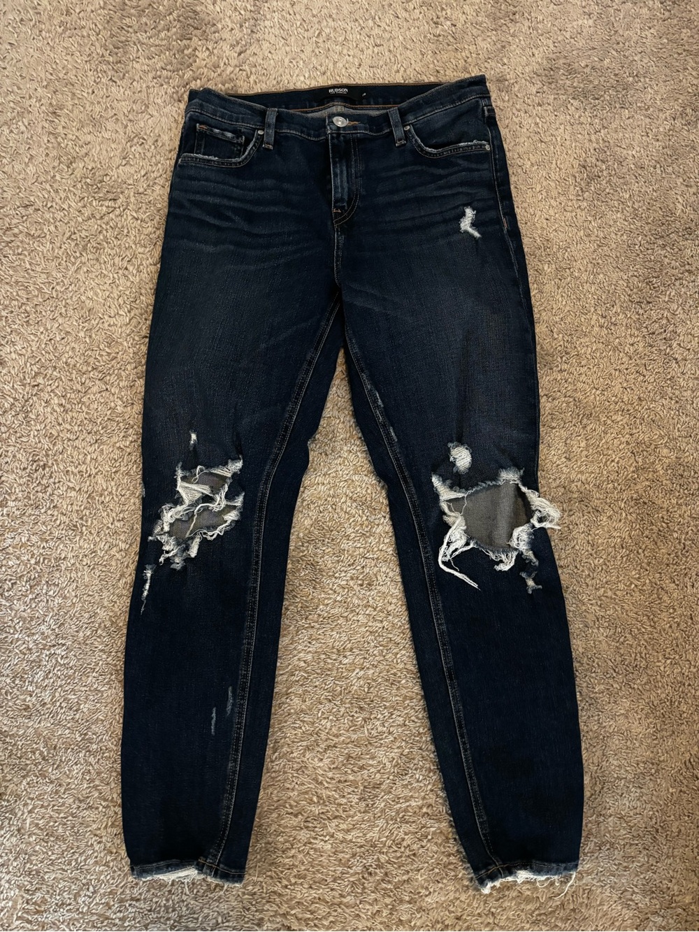 Hudson Jeans Women’s Skinny Ripped Dark Blue Denim